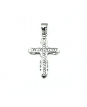 COLGANTE CRUZ CIRCONITAS EN PLATA DE LEY