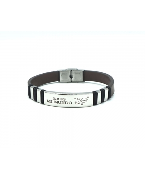 Pulsera Acero Grabada Eres mi Mundo