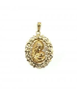 MEDALLA VIRGEN CON NIÑO ORO 18KL