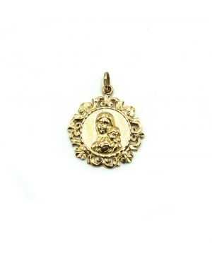 MEDALLA VIRGEN CON NIÑO ORO 18KL