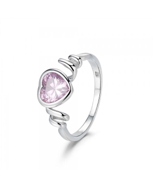 ANILLO CORAZÓN ROSA PLATA DE LEY / PR23012601