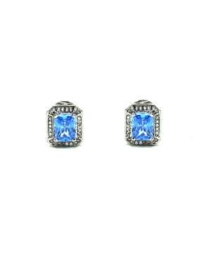 PENDIENTES PLATA RECTANGULAR  TURQUESA / JMD02022413