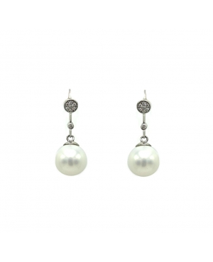 PENDIENTES PERLA COLGANDO PLATA DE LEY / PI1709163