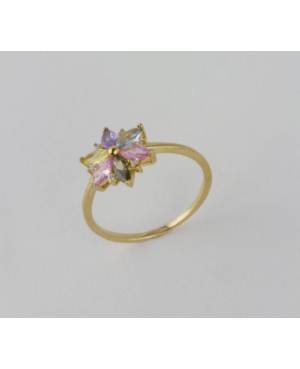 ANILLO FLOR CIRCONITAS PLATA DE LEY CHAPADA /...