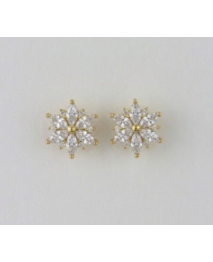 PENDIENTES FLOR CIRCONITAS PLATA CHAPADA / JMD21092668