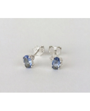 PENDIENTES CIRCONITAS TURQUESAS Y BLANCAS PLATA DE...