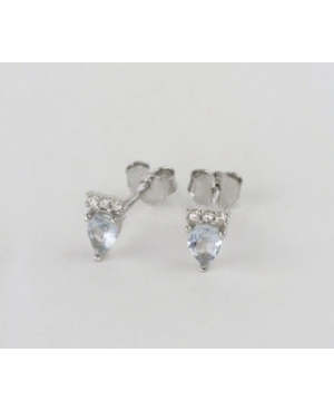 PENDIENTES CIRCONITAS CELESTE Y BLANCA PLATA DE LEY...