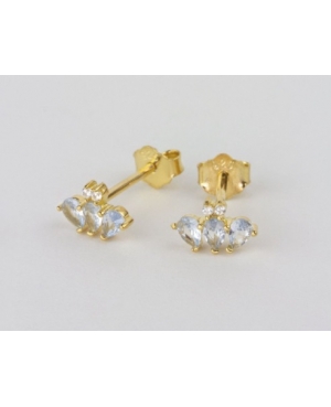 PENDIENTES CIRCONITAS BLANCAS Y CELESTES PLATA DE...