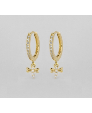ARGOLLAS LIBELULA CIRCONITAS PLATA DE LEY CHAPADA /...