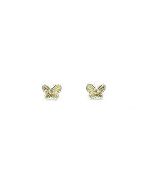 PENDIENTES MARIPOSAS BICOLOR ORO 18KL / JLA23092604