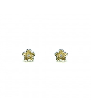 PENDIENTES FLOR BICOLOR ORO 18KL / JLA23092605