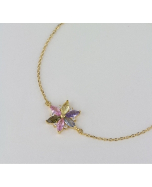 PULSERA FLOR COLOR PLATA DE LEY CHAPADA / JMD22092621