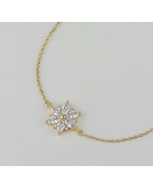 PULSERA FLOR PLATA DE LEY CHAPADA / JMD22092620