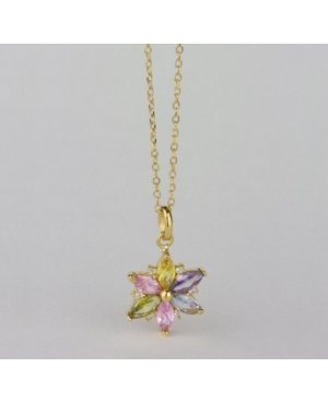GARGANTILLA FLOR COLORES PLATA DE LEY CHAPADA /...
