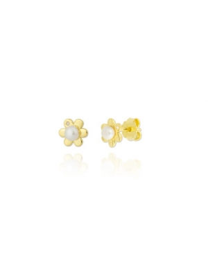 PENDIENTES FLOR CHAPADO EN ORO / JMD25022602