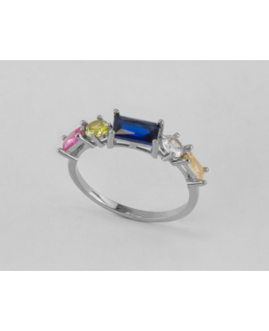 ANILLO CIRCONITAS COLORES PLATA DE LEY / JMD31072413