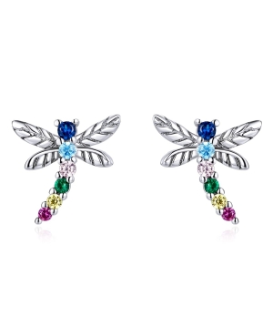 PENDIENTES LIBELULA COLORES PLATA DE LEY / MC15042620