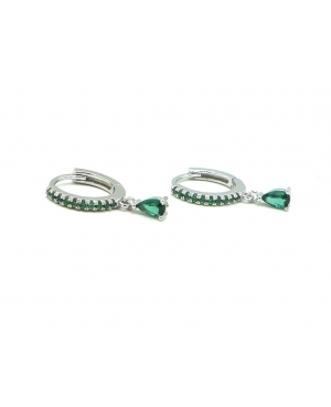 ARGOLLAS CIRCONITAS VERDES EN PLATA DE LEY
