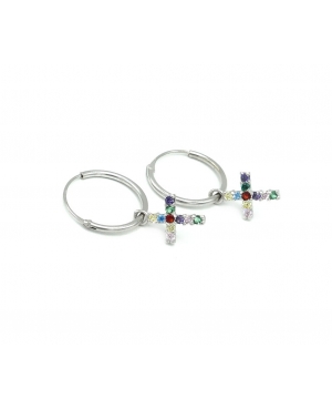ARGOLLAS CRUZ CIRCONITAS EN PLATA DE LEY